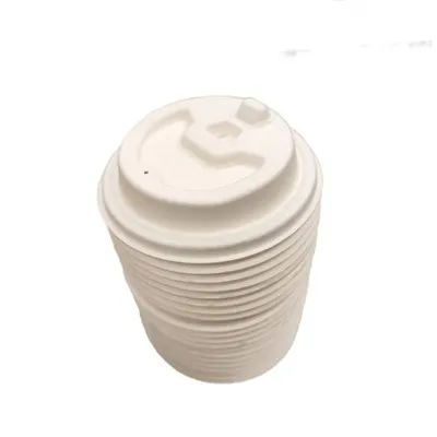コーヒーカップ蓋 50 個、認定堆肥化可能使い捨てバガス蓋 8 オンス、12 オンス、16 オンスカップ用 ホワイト